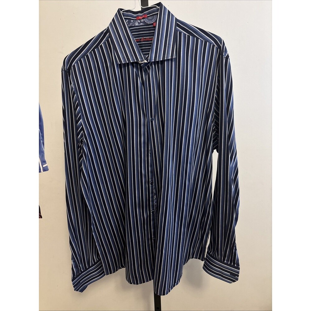 Report Collection Mens Dress Shirt XL Blue Stripe Long Sleeve Button Up